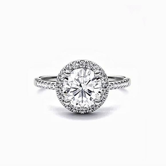 Pre-owned Charles & Colvard 14k White Gold Moissanite Dew Point 1.75 TW Set - Picture 3 of 15